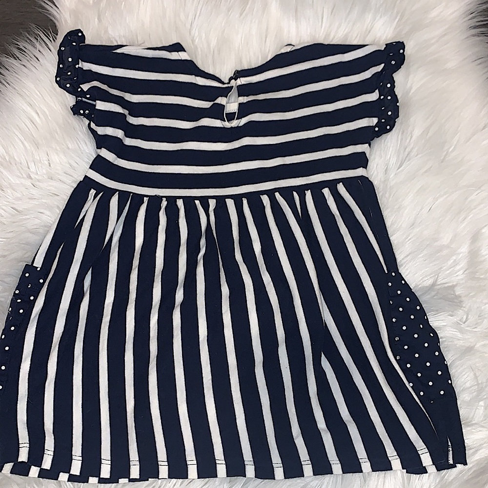 Gap 18-24M Striped Dress w/Polka Dot Trim Navy/White - Picture 4 of 8
